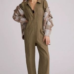 NWT Anthropologie The Odells Textured Utility Jumpsuit